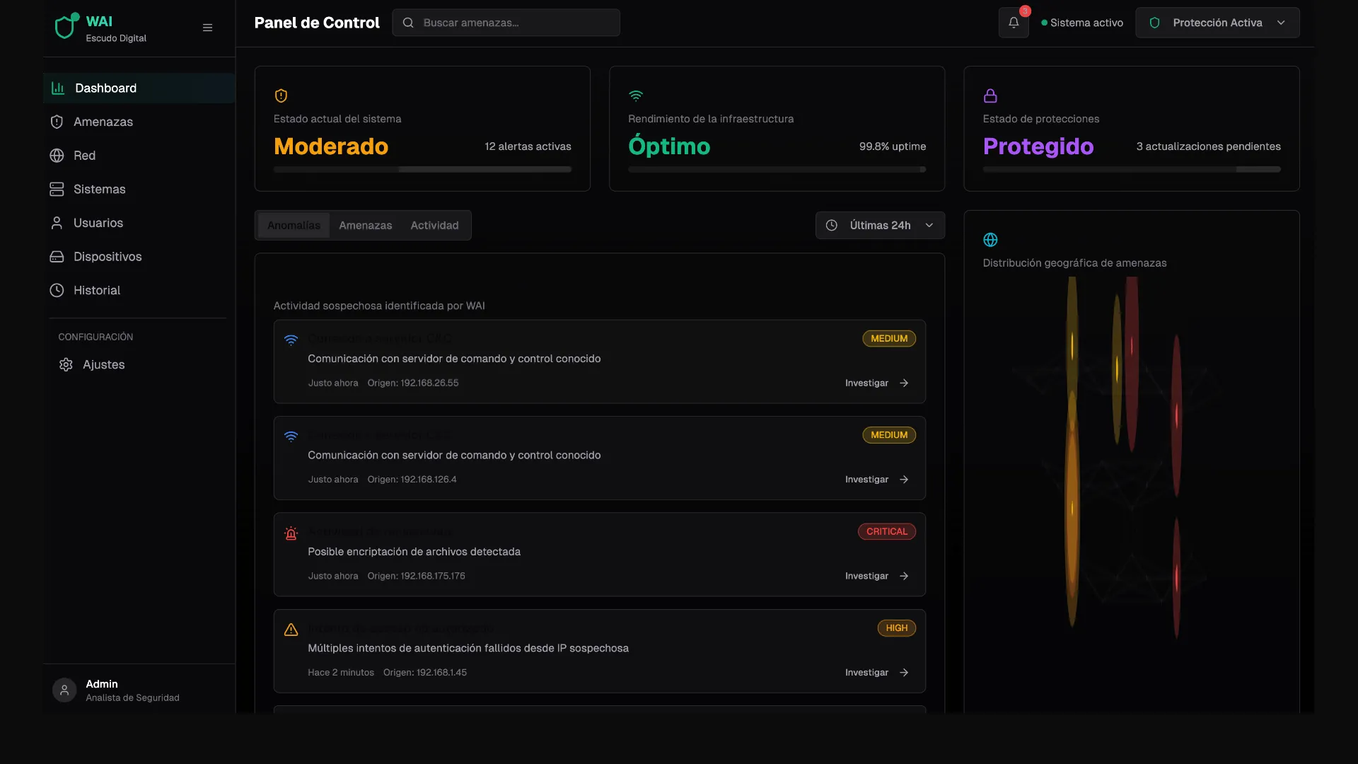 Escudo Digital™ de Wai™ protegiendo los endpoints de una organización